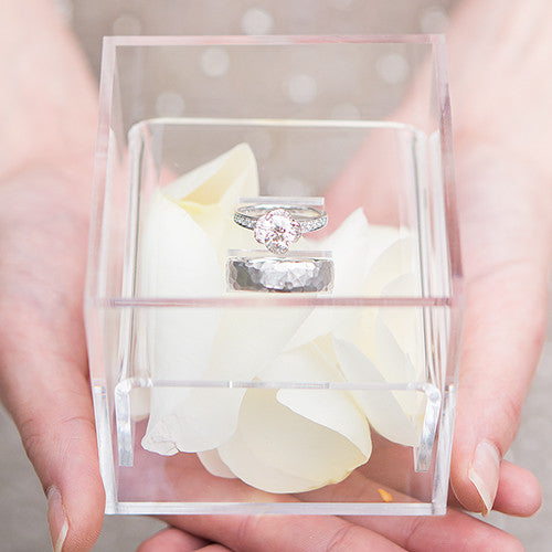 ACRYLIC WEDDING RING BOX - MODERN FAIRY TALE ETCHING - AyaZay Wedding Shoppe