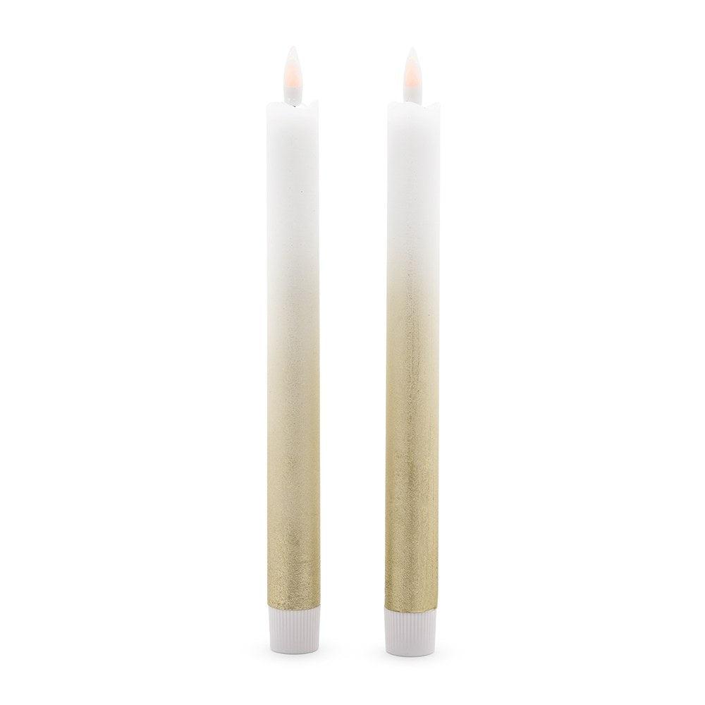 GOLD OMBRE ARTIFICIAL FLAMELESS LED TAPER CANDLE - SET OF 2