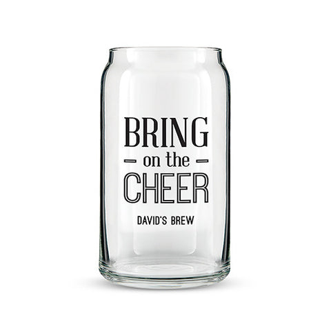 CAN SHAPED GLASS PERSONALIZED - BRING ON THE CHEER PRINTING - AyaZay Wedding Shoppe