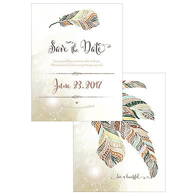 FEATHER WHIMSY SAVE THE DATE CARD - AyaZay Wedding Shoppe
