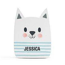 PERSONALIZED WOODEN PIGGY BANK FOR KIDS - WHITE CAT - AyaZay Wedding Shoppe
