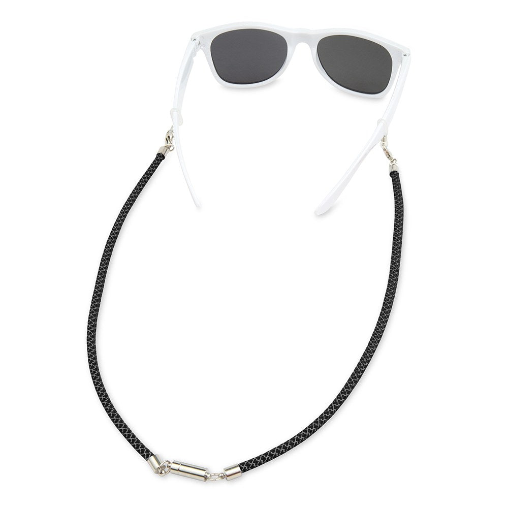 23" FACE MASK LANYARD WITH MAGNETIC SAFETY RELEASE - BLACK/SILVER