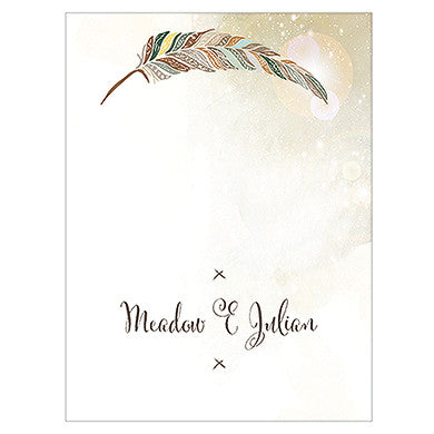 FEATHER WHIMSY PLACE CARD WITH FOLD - AyaZay Wedding Shoppe