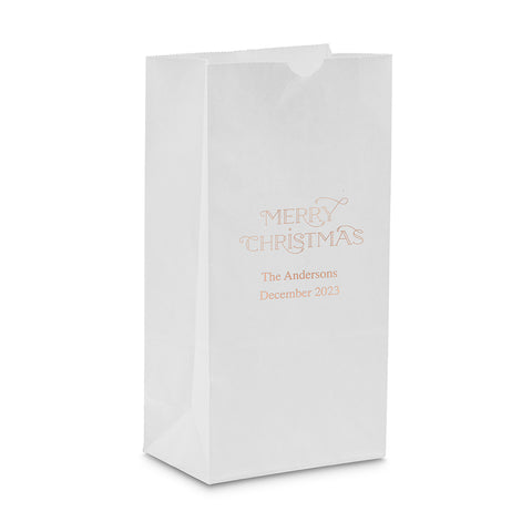 MERRY MIDNIGHT MERRY CHRISTMAS TREES BLOCK BOTTOM GUSSET PAPER GOODIE BAGS