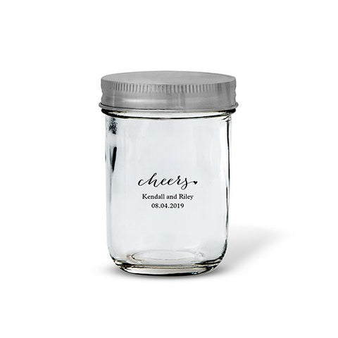 GLASS MASON JAR WITH SILVER LID FAVOUR (12/pkg) - AyaZay Wedding Shoppe