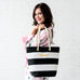 BLISS STRIPED TOTE - BLACK AND WHITE - AyaZay Wedding Shoppe