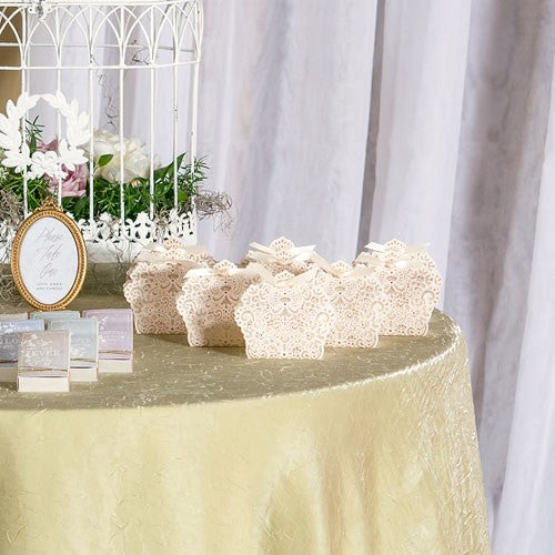 LUSCIOUS FOIL LACE FAVOUR BOX WITH RIBBON (10/pkg) - AyaZay Wedding Shoppe