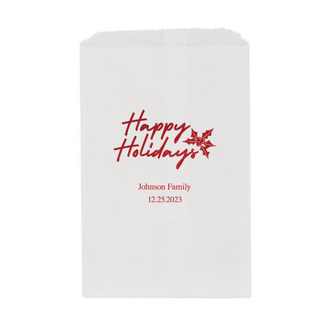 CLASSIC CHRISTMAS HAPPY HOLIDAYS FLAT POCKET STYLE GOODIE BAG