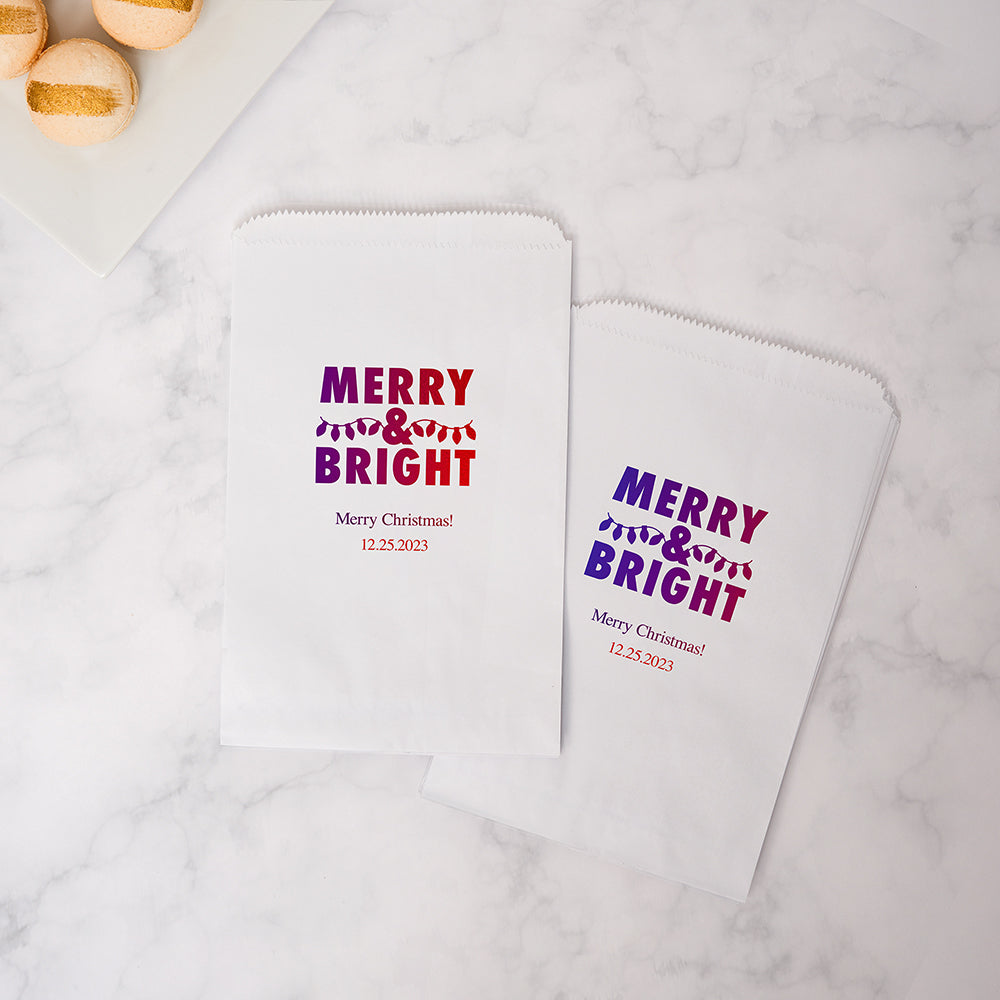 MERRY & BRIGHT FLAT POCKET STYLE GOODIE BAG