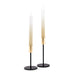 MODERN TIERED TAPER CANDLE HOLDERS - BLACK & GOLD  (SET OF 2)