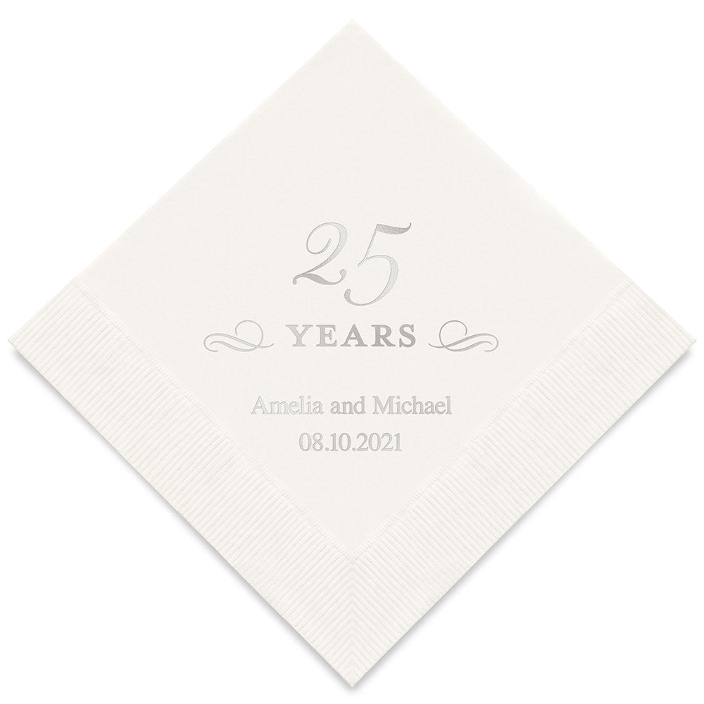 PERSONALIZED FOIL PRINTED PAPER NAPKINS - 25 Years

(50/pkg)