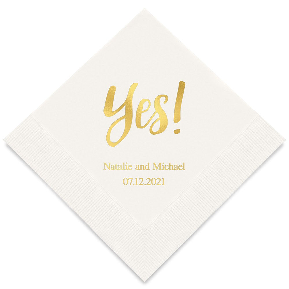 PERSONALIZED FOIL PRINTED PAPER NAPKINS - Yes!
(50/pkg)