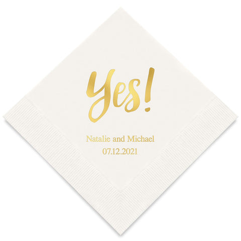 PERSONALIZED FOIL PRINTED PAPER NAPKINS - Yes!
(50/pkg)