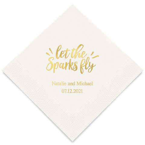 PERSONALIZED FOIL PRINTED PAPER NAPKINS - Let The Sparks Fly
(50/pkg)