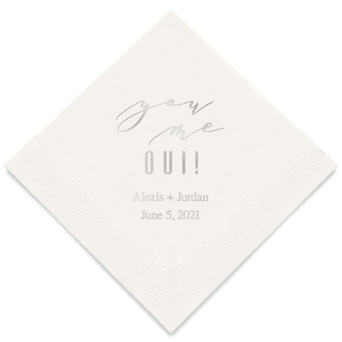 PERSONALIZED FOIL PRINTED PAPER NAPKINS - You Me Oui!
(50/pkg)