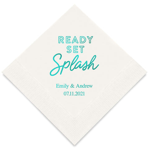 PERSONALIZED FOIL PRINTED PAPER NAPKINS - Ready Set Splash

(50/pkg)