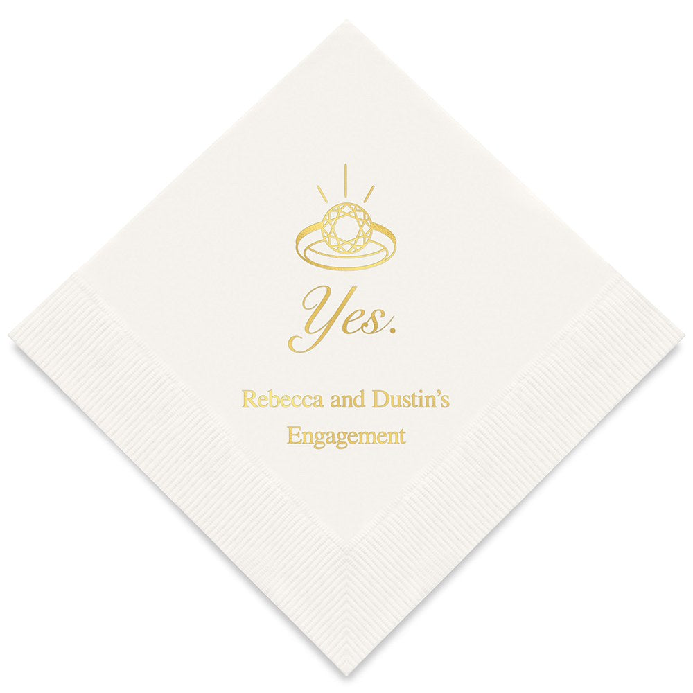 PERSONALIZED FOIL PRINTED PAPER NAPKINS - Yes To The Ring
(50/pkg)