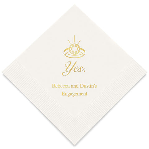 PERSONALIZED FOIL PRINTED PAPER NAPKINS - Yes To The Ring
(50/pkg)