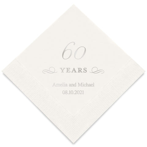 PERSONALIZED FOIL PRINTED PAPER NAPKINS - 60 Years

(50/pkg)