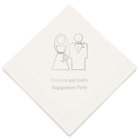 PERSONALIZED FOIL PRINTED PAPER NAPKINS - Stylized Bride And Groom
(50/pkg)