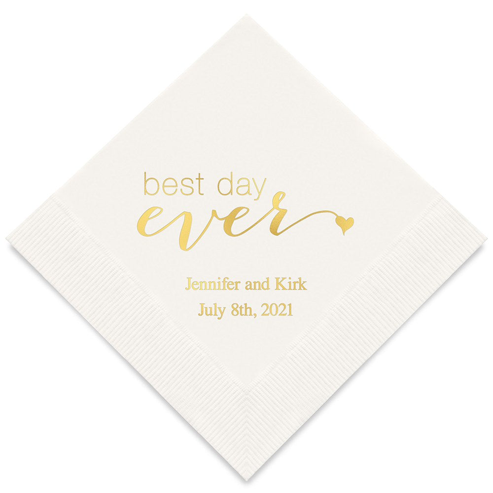 PERSONALIZED FOIL PRINTED PAPER NAPKINS - Best Day Ever

(50/pkg)