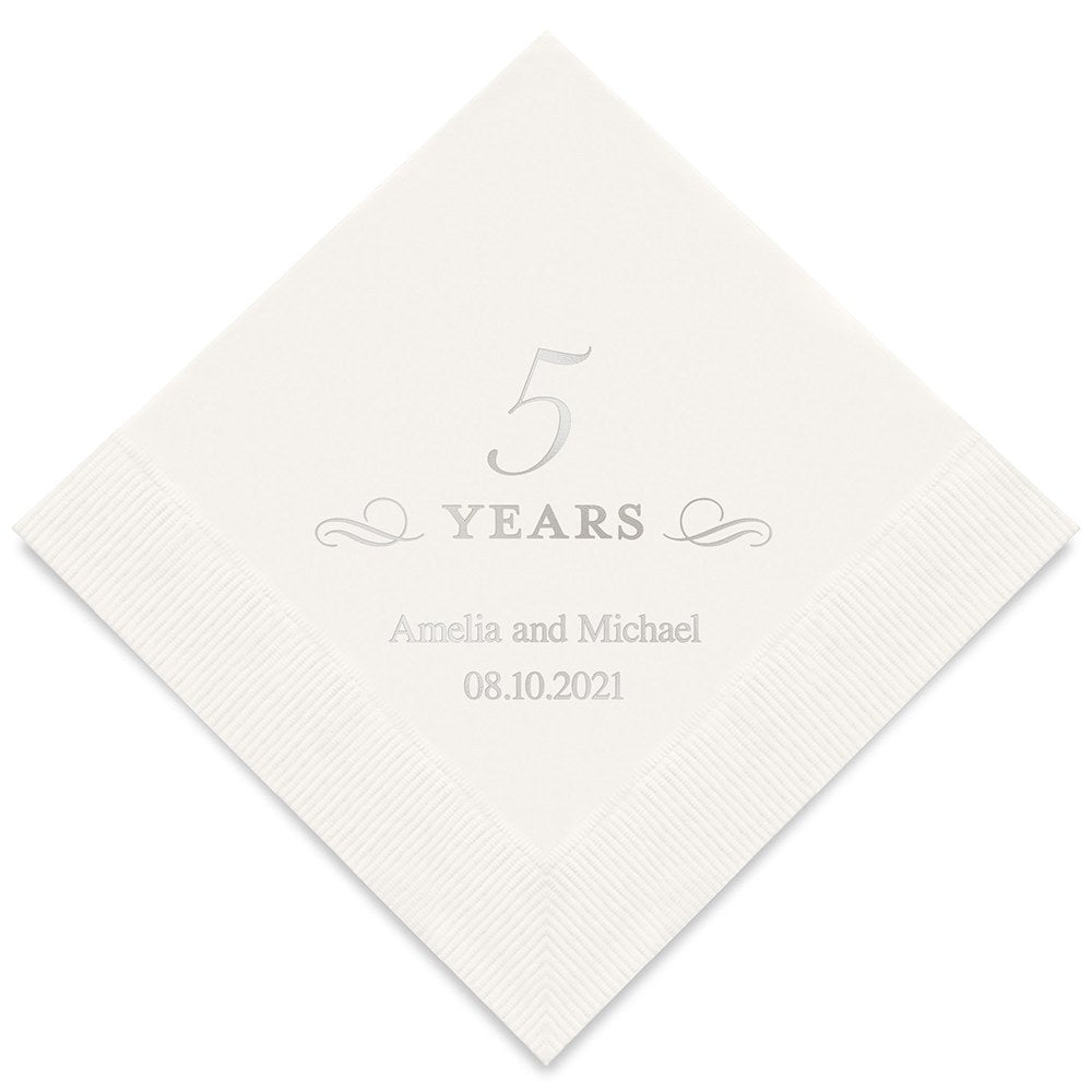 PERSONALIZED FOIL PRINTED PAPER NAPKINS - 5 Years

(50/pkg)