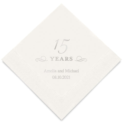PERSONALIZED FOIL PRINTED PAPER NAPKINS - 15 Years

(50/pkg)
