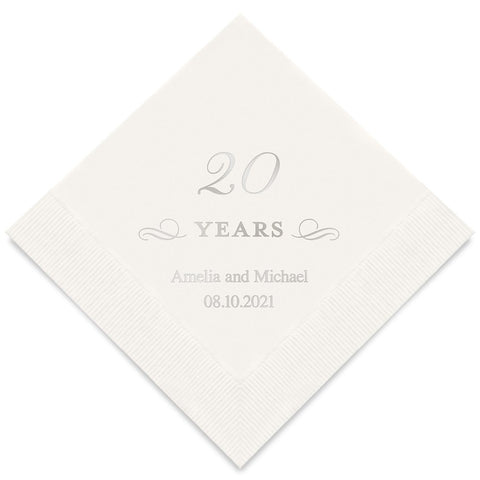 PERSONALIZED FOIL PRINTED PAPER NAPKINS - 20 Years

(50/pkg)