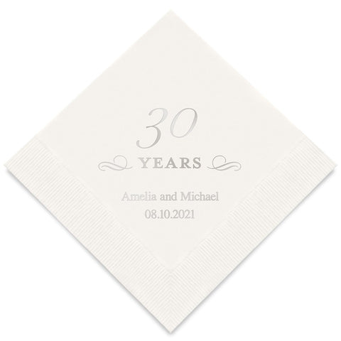 PERSONALIZED FOIL PRINTED PAPER NAPKINS - 30 Years

(50/pkg)