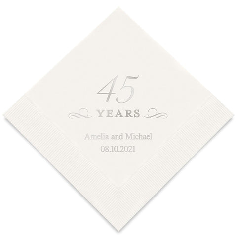 PERSONALIZED FOIL PRINTED PAPER NAPKINS - 45 Years

(50/pkg)