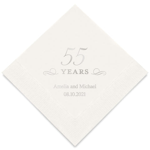 PERSONALIZED FOIL PRINTED PAPER NAPKINS - 55 Years

(50/pkg)
