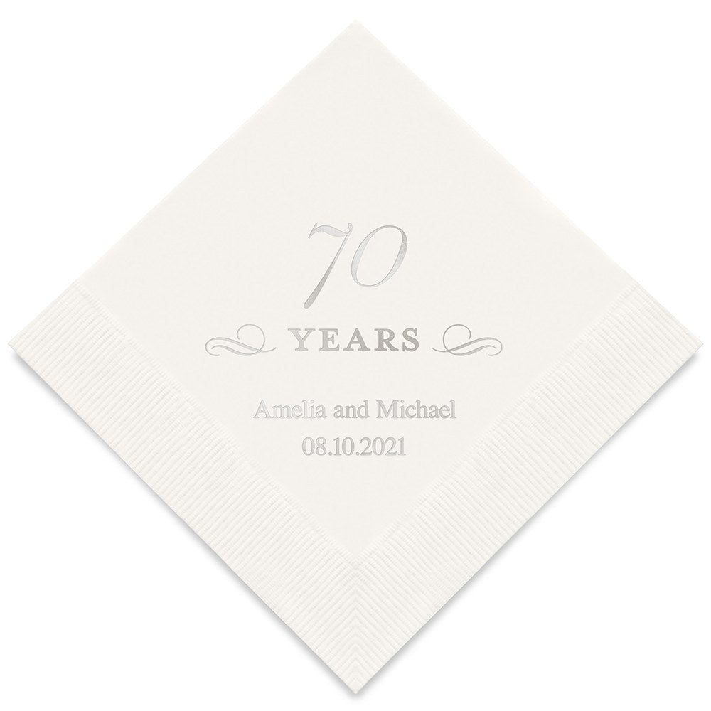 PERSONALIZED FOIL PRINTED PAPER NAPKINS - 70 Years

(50/pkg)