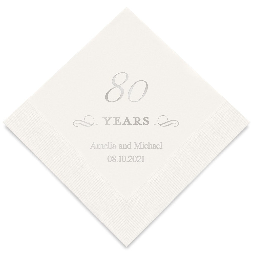 PERSONALIZED FOIL PRINTED PAPER NAPKINS - 80 Years

(50/pkg)