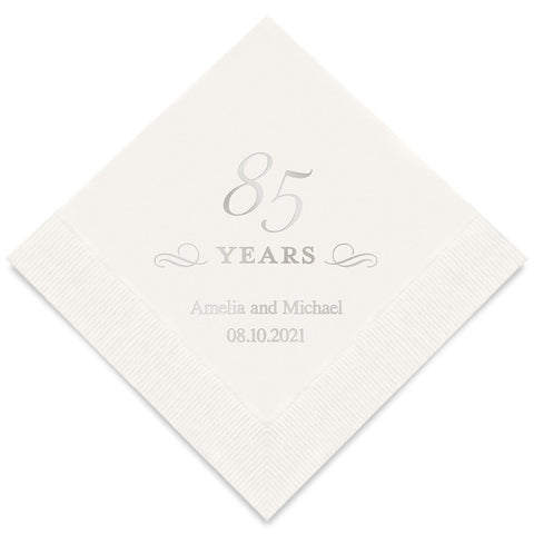 PERSONALIZED FOIL PRINTED PAPER NAPKINS - 85 Years

(50/pkg)