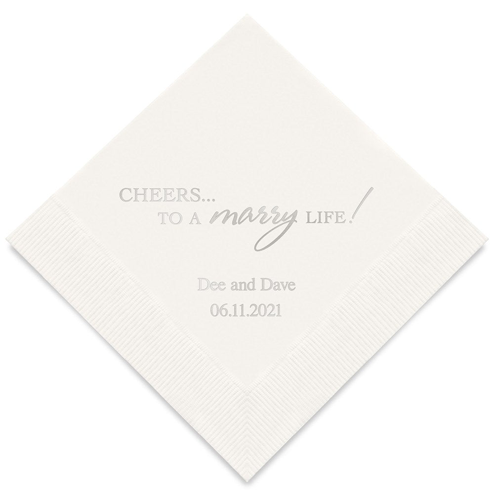 PERSONALIZED FOIL PRINTED PAPER NAPKINS - Cheers To A Marry Life
(50/pkg)