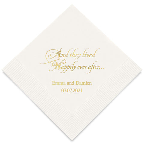 PERSONALIZED FOIL PRINTED PAPER NAPKINS - Happily Ever After

(50/pkg)