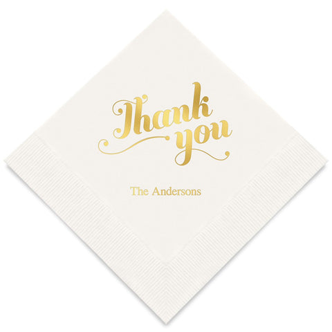 PERSONALIZED FOIL PRINTED PAPER NAPKINS - Thank You

(50/pkg)