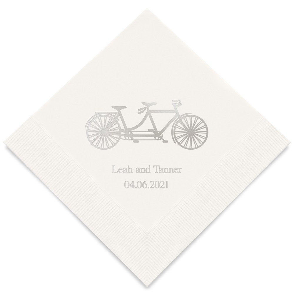 PERSONALIZED FOIL PRINTED PAPER NAPKINS - Tandem Bike
(50/pkg)