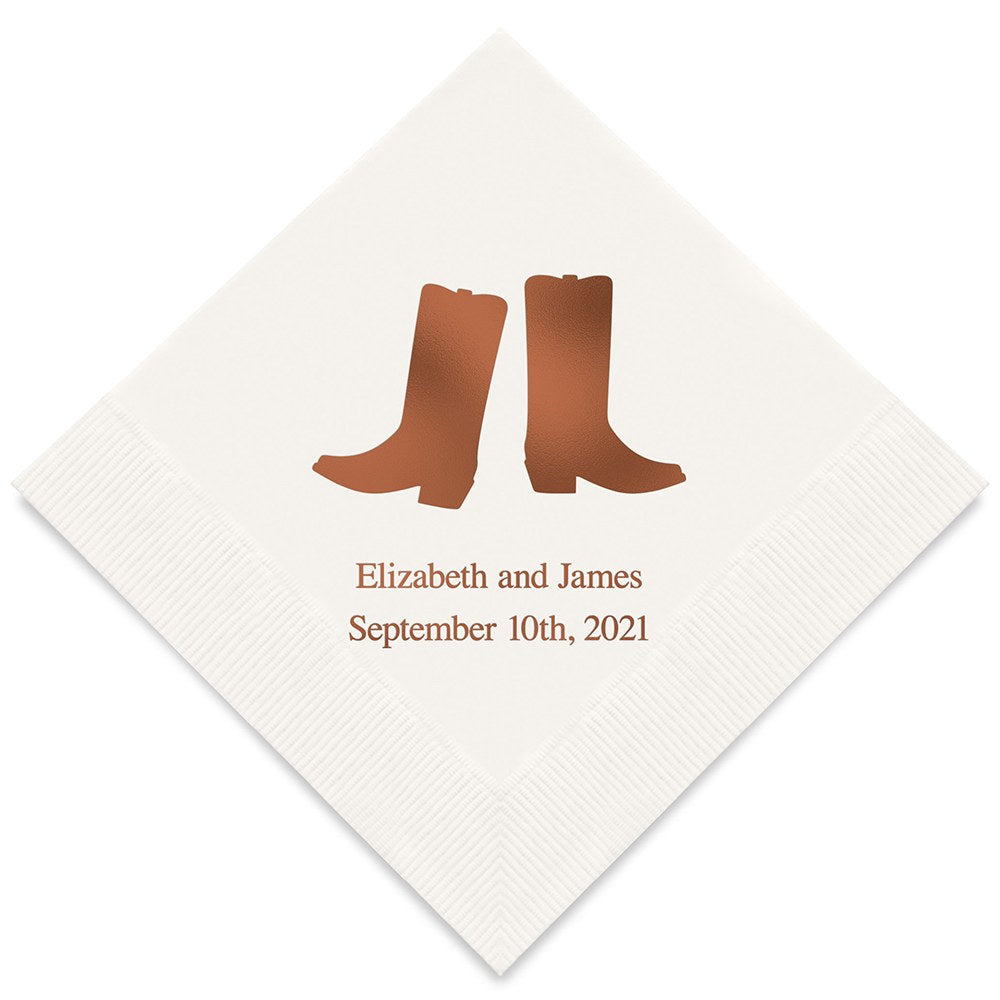 PERSONALIZED FOIL PRINTED PAPER NAPKINS - Western Boots

(50/pkg)