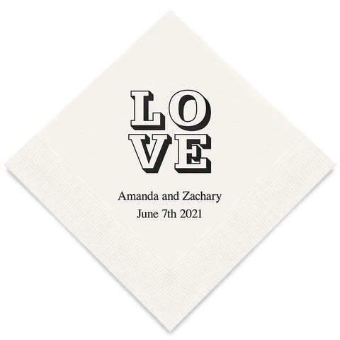 PERSONALIZED FOIL PRINTED PAPER NAPKINS - Love Stack
(50/pkg)