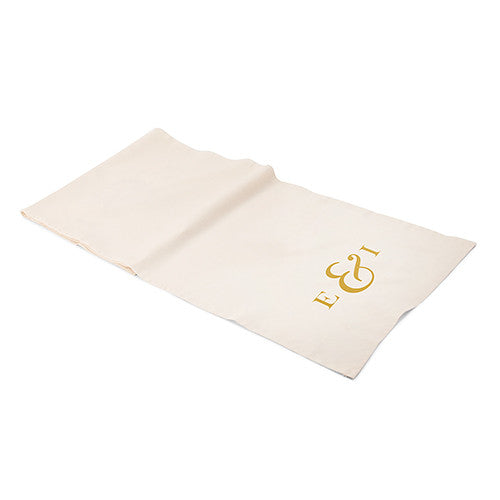 PERSONALIZED OFF WHITE LINEN TABLE RUNNER - MONOGRAM SIMPLICITY SIMPLE AMPERSAND - AyaZay Wedding Shoppe