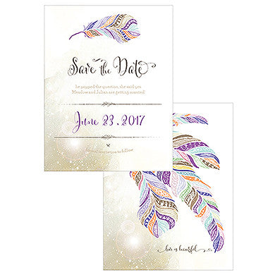 FEATHER WHIMSY SAVE THE DATE CARD - AyaZay Wedding Shoppe