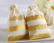 Gold Stripe Muslin Favour Bag (12/pkg) - AyaZay Wedding Shoppe