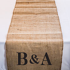 PERSONALIZED LONG BURLAP TABLE RUNNER WITH EQUESTRIAN MONOGRAM - AyaZay Wedding Shoppe